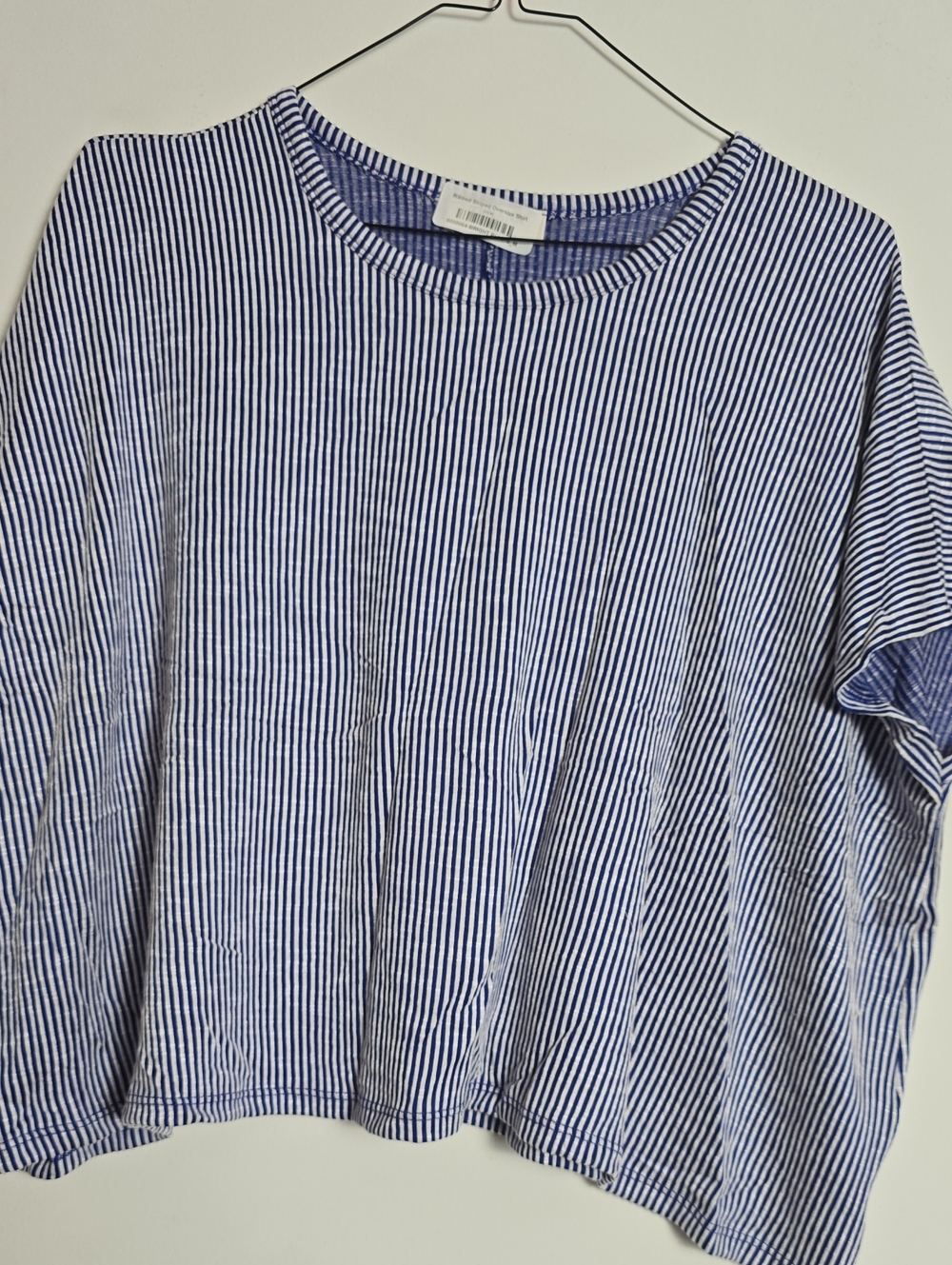 Zenana Outfitters Blue & White Striped Oversized Tee